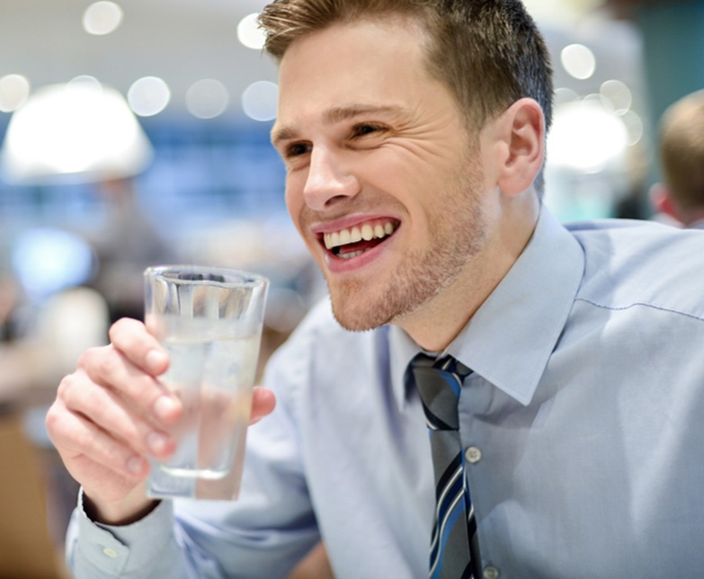 Business Man drinking water